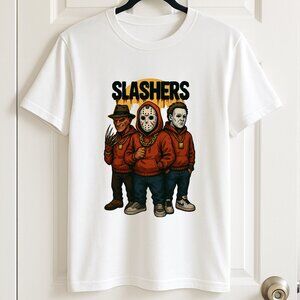 Slashers Horror Movie Graphic T-Shirt – White